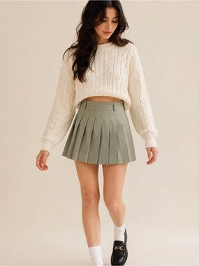 Sage Pleated Tennis Skort XS Golfcore Coastal Prep Balletcore Mini